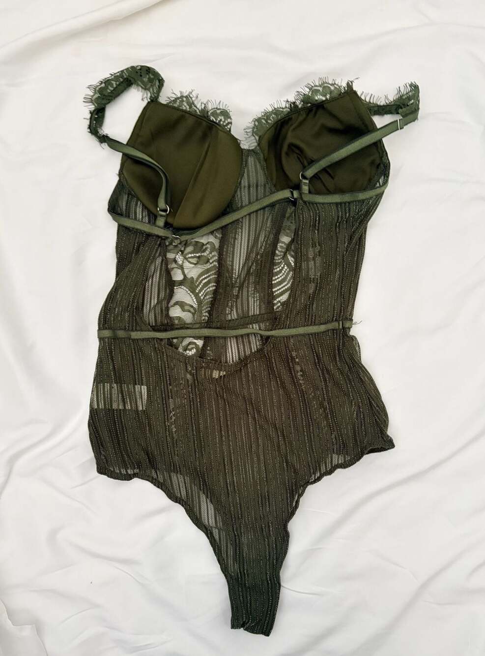 Chocolate USA Green Lace Underwire Bustier Bodysuit Size S - Picture 2 of 8